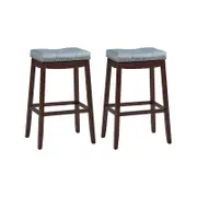 Costway 2x Saddle Bar Stools Padded Barstools 74cm Brown