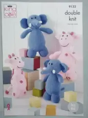 GIRAFFES & ELEPHANTS (Small/Large), 8ply - KING COLE Knitting Pattern 9132