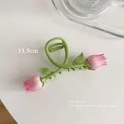 Floral Hair Claw / Hair Clip Hair Claw - Crisscross - Pink - One Size