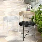 Iron Outdoor Side Table Bedside Table Removable Tray Accent End Table for Indoor