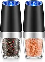 Bushora Electric Salt and Pepper Grinder Set Battery Powered-Automatic Salt and Pepper Mill Grinder with Adjustable Coarseness, Electric Salt Shakers, LED Light, Refillable-