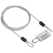 4 Digit Combination Lock 3Ft Security Cable Padlock Steel Lock Chain Gray