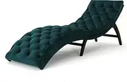 Christopher Knight Home Garret Tufted Velvet Chaise Lounge, Teal/Dark Brown