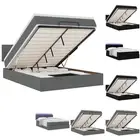 Ottoman Bed with Mattress Home Bed Base & LEDs Dark Grey Double Fabric vidaXL