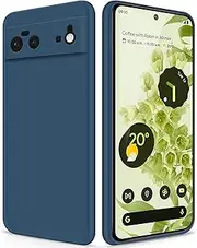 [GiiYoon] Silicone Case Compatible with Google Pixel 6, Full Body Silky Soft Touch Phone Case with Camera Protection, Shockproof Cover with Microfiber Lining, Blue