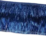 10 Yards 4 Inch Wide Metallic Fringe Trim DIY Latin Dance Dress Clothing Accessories Xmas Party Decor Shiny Tassel Lace (Blue)