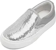 [xinlanlin] Toddler Girls and Boys Sneakers Canvas Low Top Slip On Casual Sparkle Sequins Walking/Running Shoes