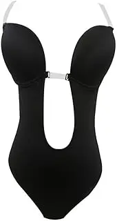 Backless Shapewear Bodysuits Deep Plunge Thong Body Shaper Tops Invisible Bra Under Dress Sexy Clear Strap