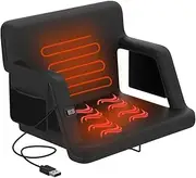 Wide Heated Massage Stadium Seat with Back & Arm Support,Foldable Portable Stadium Seat for Bleachers,Extra Thick Padding, Reclining Waterproof Cushion for Sports Events, Outing, Travelling, Hiking