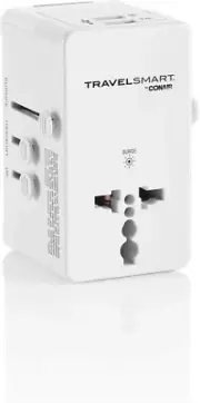 Conair Travel Plug Adapter with 2 USB Ports, Universal Plug Adapters