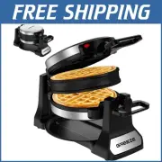 Stainless Steel Double Waffle Maker with Cool Touch Handle & Removable Drip Tray