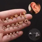 16G 6mm Crystal Tragus Helix Cartilage BAR Stud Screw in Earring Labret Monroe