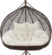 Pteng Outdoor Egg Chair Hanging Chair Cushion, Thicken Double Removable Egg Nest Shaped Cushions, 2 Persons Seater Swing Pads For Patio Garden(Does Not Include Chairs)