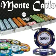New 500 Monte Carlo Poker Chips Set with Aluminum Case - Pick Denominations!