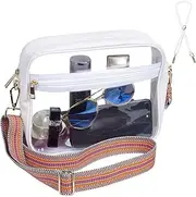 PU Leather Clear Bag Stadium Approved, TPU Clear Purses Waist Bag with Adjustable Strap for Women Men