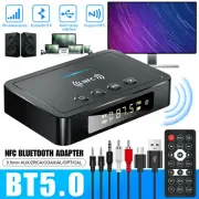 Bluetooth-5.0 Transmitter Receiver Wireless 3.5mm Adapter AUX NFC to 2 RCA Audio