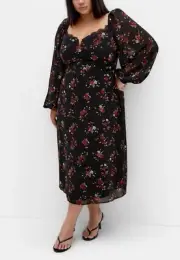 CITY CHIC Orla Print Dress in Black Plus Size Medium/18 NWT [RRP $129.95]