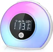 Wake Up Light Bluetooth Speaker, Table Lamp Alarm Clock, Night Light Bluetooth Speakers Lamp, Dimmable Warm Light & Colorful Light Beside Lamp Music Player for Kids, Party, Bedroom, Camping