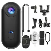 4K WIFI Thumb Action Camera 64g Card Wearable Sports Mount Anywhere Helmet Cam for Cycling Motorcycle Travel Pet Christmas Gift COL Black