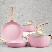 Vkoocy Pink Pots and Pans Set Non Stick Ceramic Cookware Set with Granite Pat...