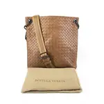 BOTTEGA VENETA INTRECCIATO BROWN LEATHER SHOULDER BAG