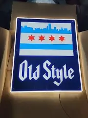 Old style beer Chicago City Flag light up led sign Bar Game Room Man Cave New