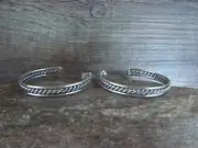 Large Navajo Indian Sterling Silver Hoop Earrings by Tahe