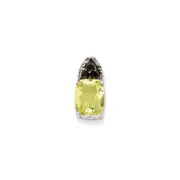 Sterling Silver White u0026 Black Diamond Lemon Quartz Square Pendant