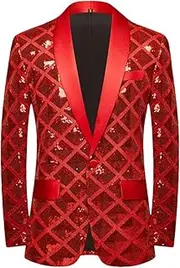 [Zadaos] Men's Blazer Fashion Stereo Square Sequin Casual Dance Suit Jacket