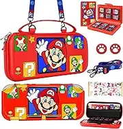 Xinocy for Nintendo Switch Lite Red Maro Accessories Bundle