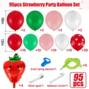 95Pcs Strawberry Balloon Arch Kit Reusable Red Polka Dots Balloons Latex xiLUB