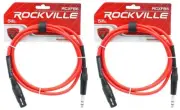 2 Rockville RCXFB6R Red 6' Female REAN XLR to 1/4'' TRS Balanced Cables OFC