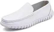 [CLSQLXYJZC] Women's Slip on Breathable Working Soft Bottom Flats Leather Nurse Shoes, Casual Air Cushion Slip Resistant Non Tiring Feet Loafer, for Medical Workers, Doctors, Restaurant Work