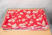 Silk Like Material Fabric Red and White Daises Floral 44" Width X 3.8 Yards