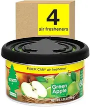 [LITTLE TREES] Car Air Freshener | Fiber Can Provides a Long-Lasting Scent for Auto or Home | Adjustable Lid for Desired Strength | Green Apple, 4-Pack,UFC-17816-24