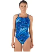 NWT SPEEDO Turbo Stroke Flyback Girl 10 26 Competition Swimsuit Endurance Blue