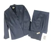 Talbots Womens Blue Wool 2 Piece Pant Suit Blazer 12P/Pants 12 Set NWT(Other)