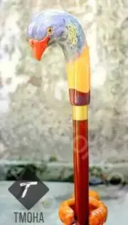 Rare Antique Walking Stick Parrot Bird Head Design Handle Walking Cane, Carved C