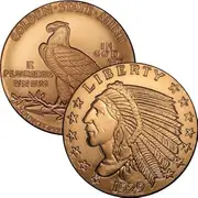 Katy Craig Large 2oz Incuse Indian .999 Fine Copper Round with Capsule