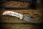 Spartan Blades SHF 3.25 Chad Nichols Damascus Titanium Folding Knife Bronze