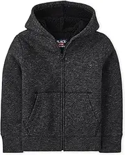 [The Children's Place] Boys' Long Sleeve, Sherpa Lined, Zip-Front Hoodie Sweatshirt