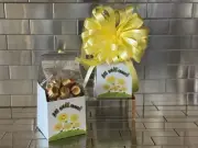 Get Well Soon Gift Box-Basket With 1/2 LB Reeses Peanut Butter Cups & Yellow Bow