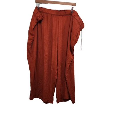 NEW Liz Claiborne Elastic Waist Pull-on Pants Paprika Orange Wide-leg Plus 4X