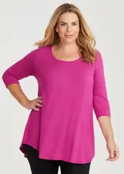 [Taking Shape] Taking Shape Bamboo Base 3 / 4 Sleeve Top Size 16 in Violet Pink - Plus Size Women's Basics Violet Pink