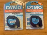Dymo LT LetraTag Plastic Labels Refill Tape 1/2" W X 13' - WHITE, 2 Genuine OEM