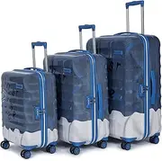 [uppercase] Ripple Trolley Bag Set Of 3 (S+M+L) Hard Cabin & Check-In Trolley Bag, Combination Lock, 8 Wheel Suitcase For Men & Women, 2000 Days Warranty (Blue, 31 X 53 X 75.5 Cm, Spinner), Blue, Small,
