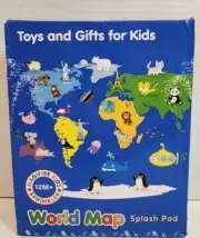 59 Inch Splash Play Mat Inflatable World map Water Toy Sprinkler Pad for Kids