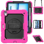 MCC Shockproof iPad Air 11" 2024 M2 Strap Rugged Case Cover Apple 6th Gen 6 [Magenta]