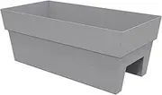 Bloem Finley Deck Rail Rectangle Planter: 24" - Cement - Matte Finish, Fits Rail Sizes 3"-6", 100% Recycled Plastic Box, for Indoor and Outdoor Use, Gardening, 7.5 Gallon Capacity