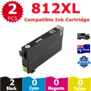 2x Black 812XL Compatible Ink Cartridge For EPSON WF3820 WF3825 WF4830 WF4835